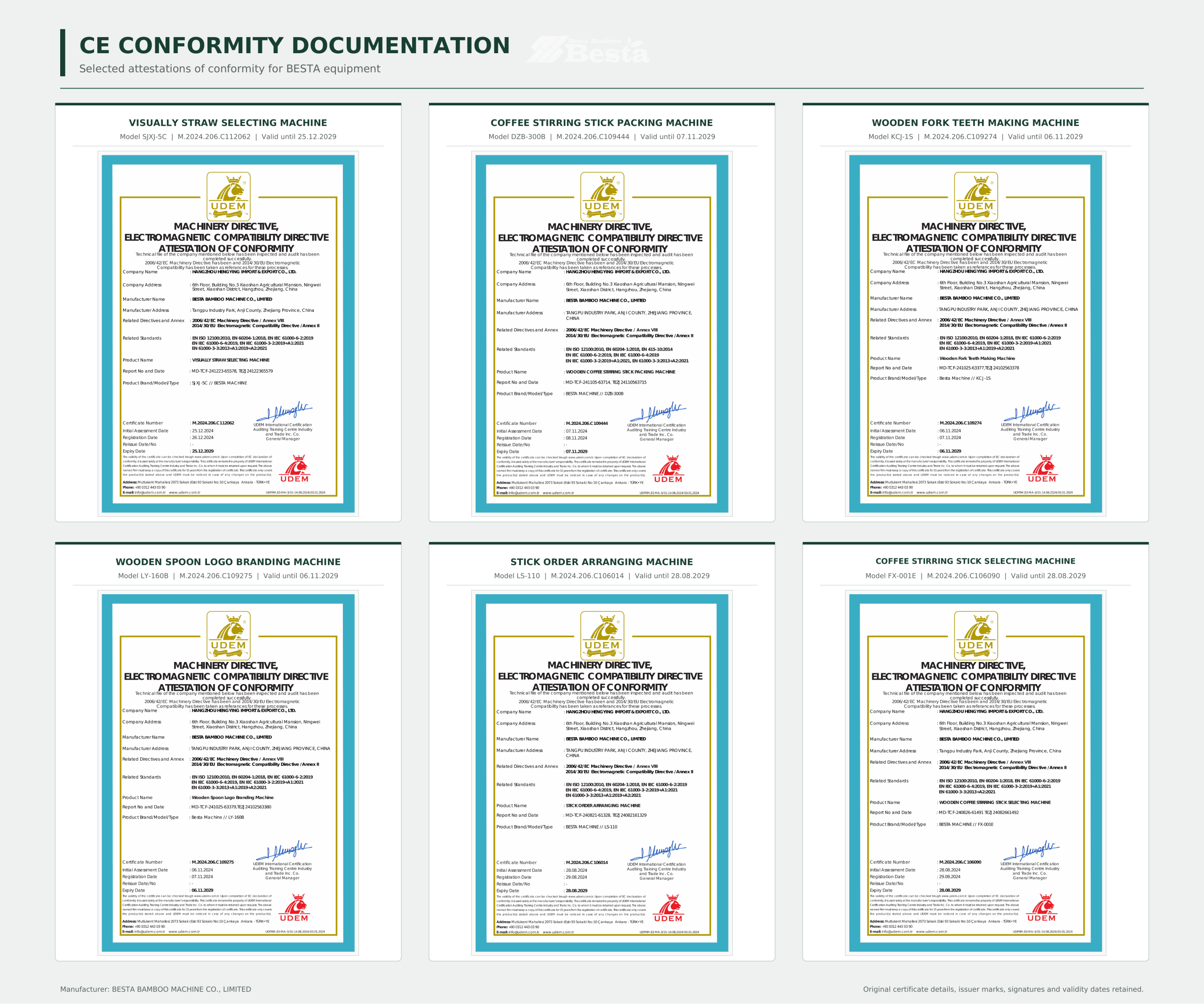 BESTA MACHINE CE CERTIFICATE BESTA MACHINE CE CERTIFICATE