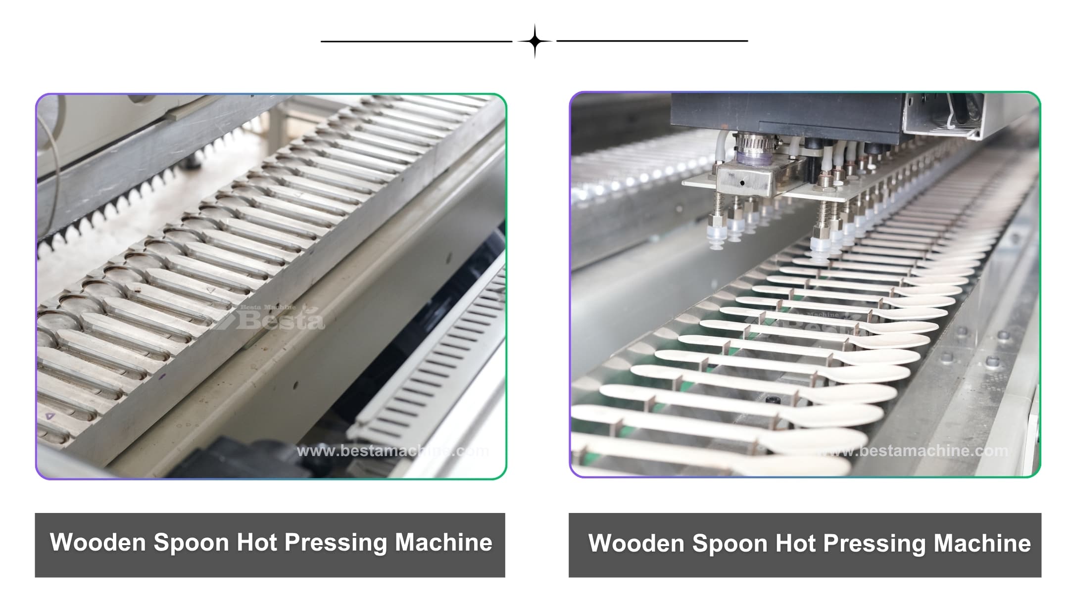 Fully automatic wooden spoon hot pressing machine two sides hot pressing type