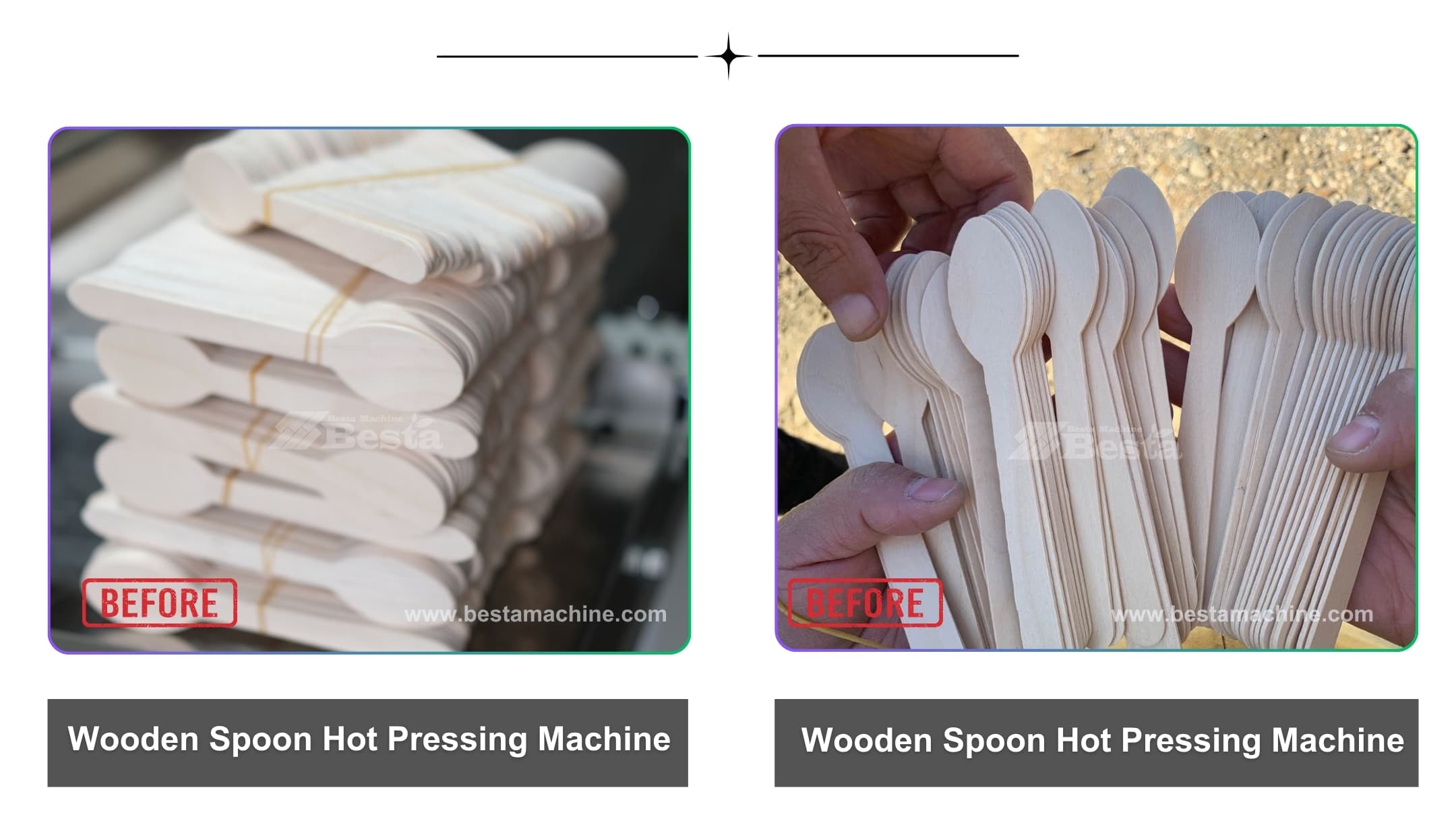 Fully automatic wooden spoon hot pressing machine two sides hot pressing type
